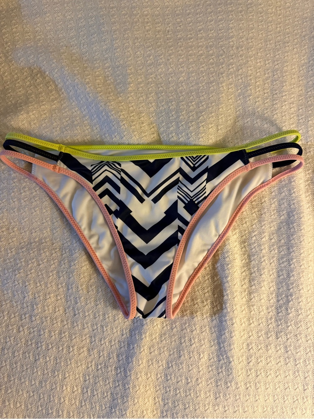 Victoria's Secret Navy Chevron Bikini Bottom with Neon Trim